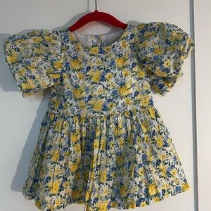 Janie and Jack Floral Puff Sleeve Dress and matching hat